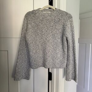 Marie Oliver Gray Sweater Metallic Wide Sleeves Crewneck Pullover